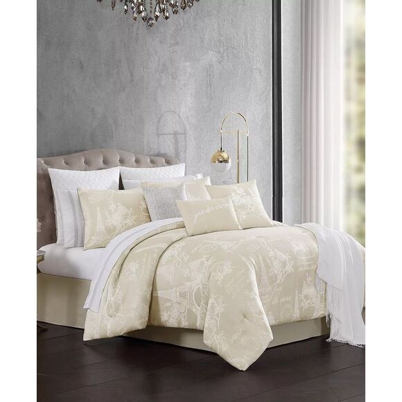 Hallmart Collectibles Paris Celeste 14 Piece Queen Comforter Set Champagne - NWT - Picture 3 of 11